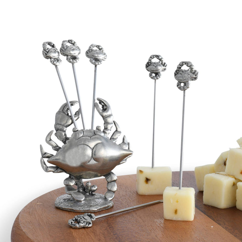 Pewter Blue Crab Cheese Pick Set