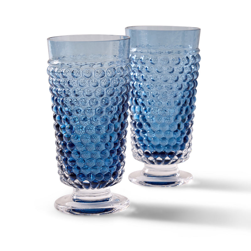 Blue Smoke Hobnail Goblet Set of 2 - Handcrafted Design