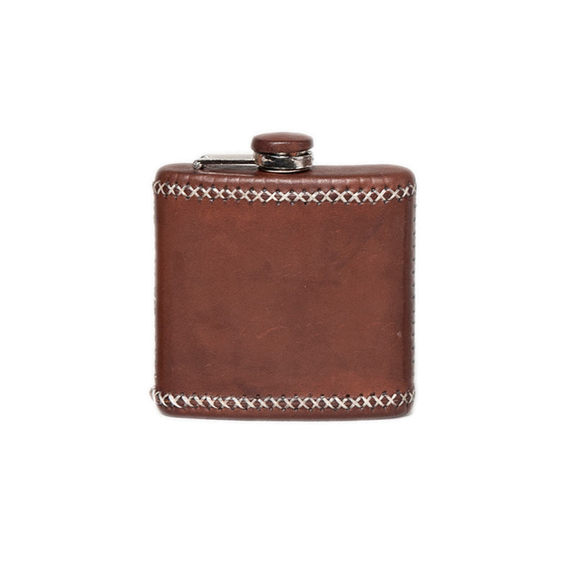 Handcrafted Leather Wrapped Flask - Brown