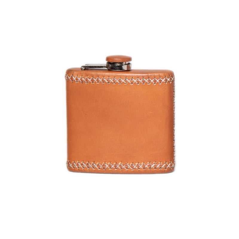 Handcrafted Leather Wrapped Flask - Natural