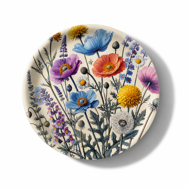 Vibrant Bloom Decorative Birchwood Tray - Mini Round - Set of 2