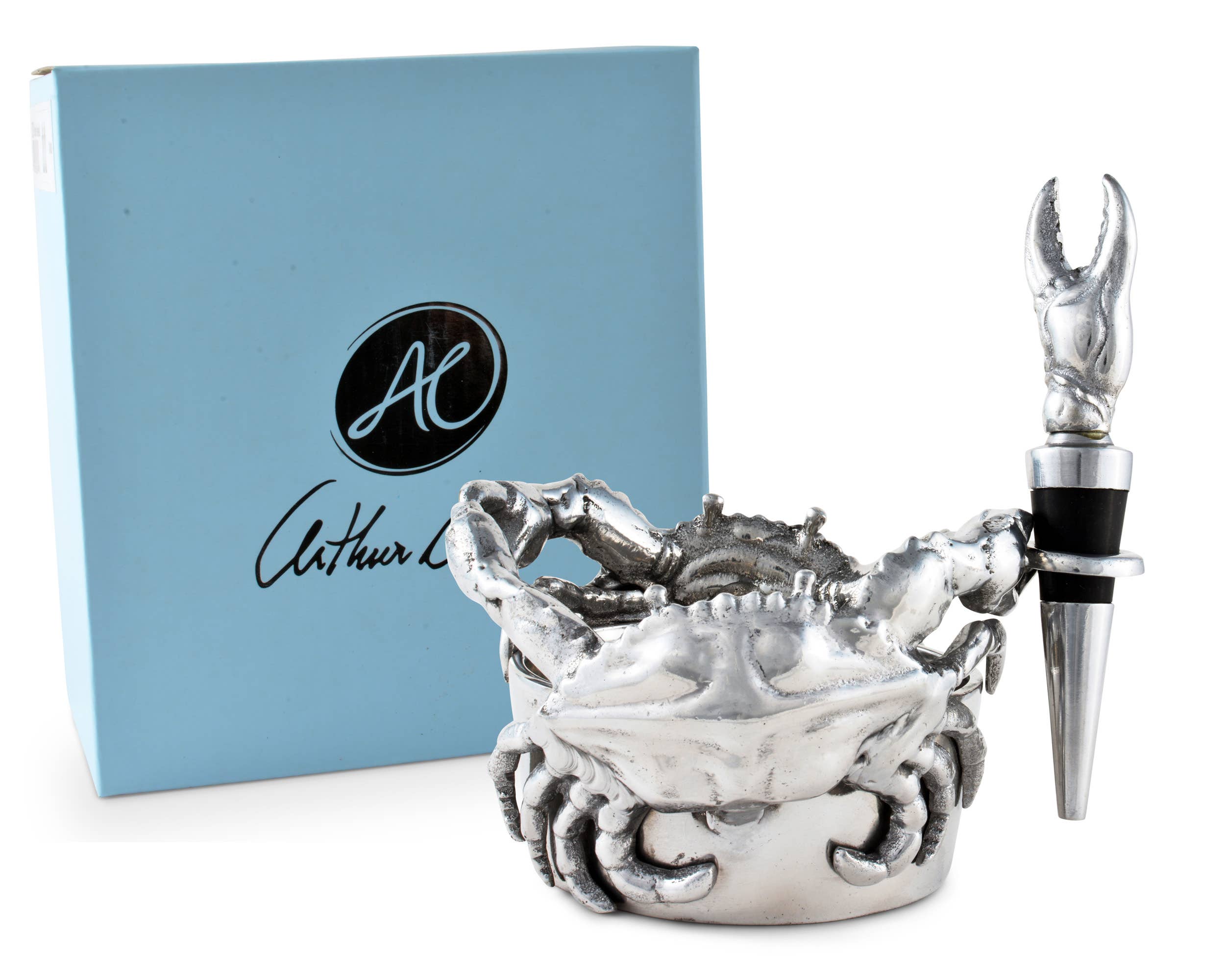 Crab Wine Caddy and Stopper Set