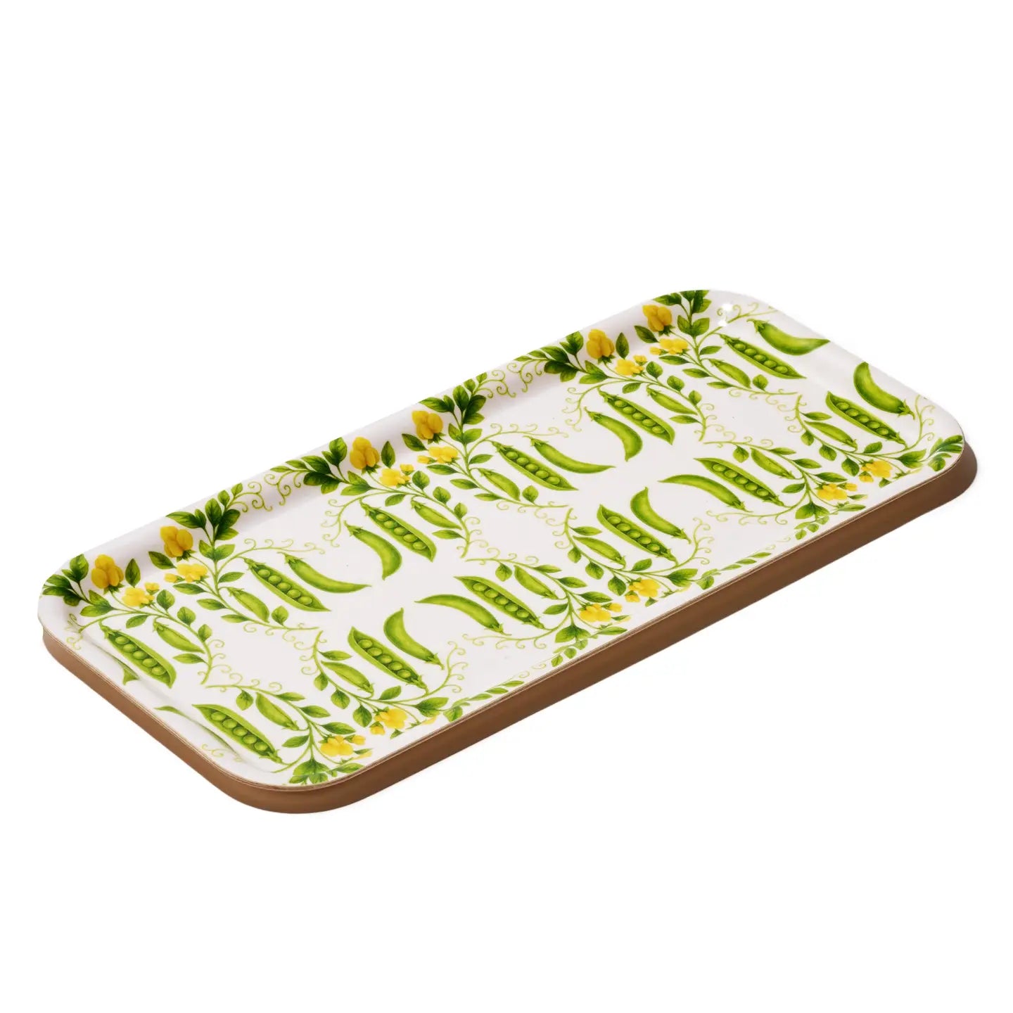Pea Blossoms Narrow Birchwood Small Decorative Tray