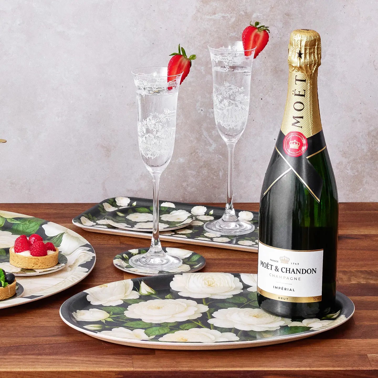 Night Garden Decorative Birchwood Tray - Mini Round - Set of 2
