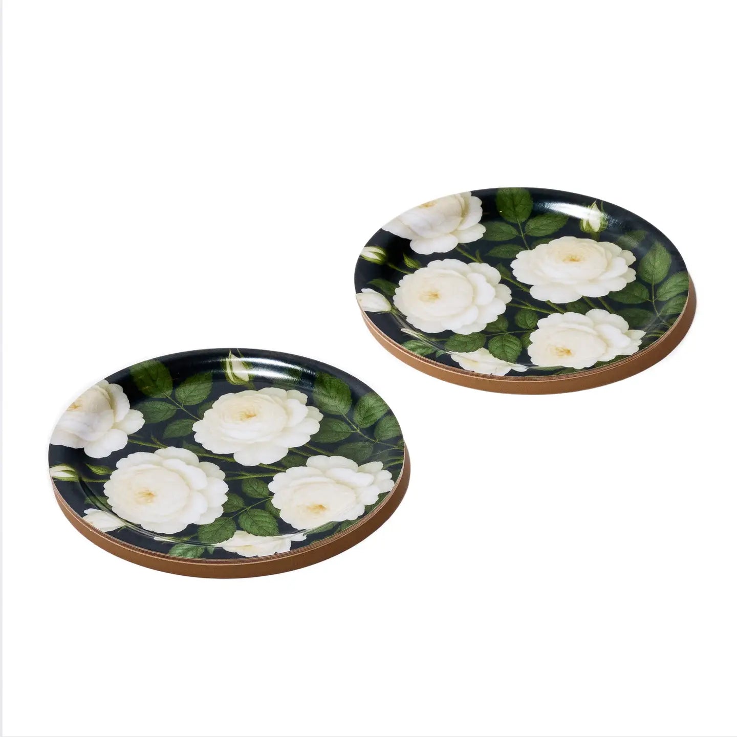 Night Garden Decorative Birchwood Tray - Mini Round - Set of 2