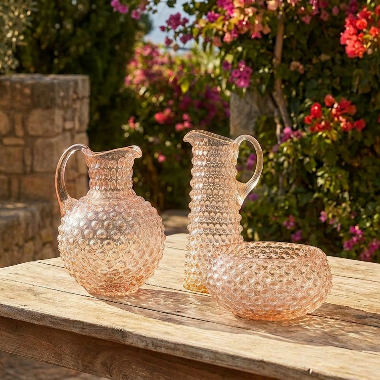 Hobnail Jug - Large - Apricot Chiffon