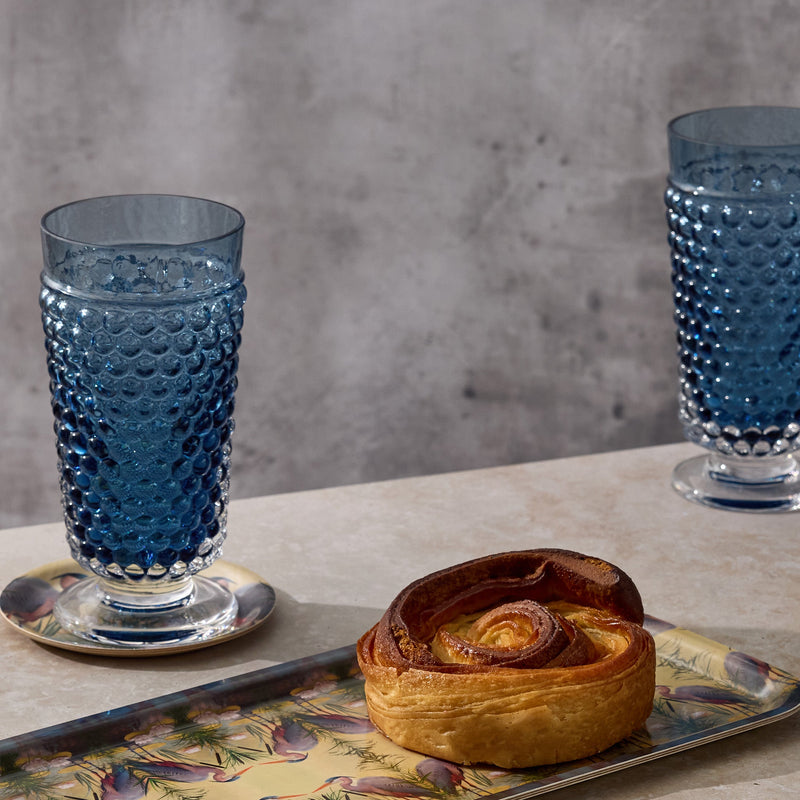 Blue Smoke Hobnail Goblet Set of 2 - Handcrafted Design