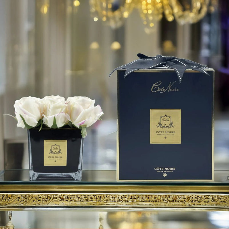 Four Rose Buds – Pink Blush in Couture Square Glass