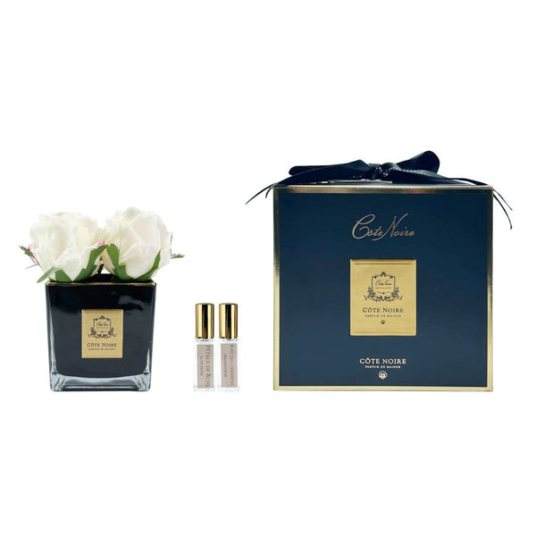 Four Rose Buds – Pink Blush in Couture Square Glass