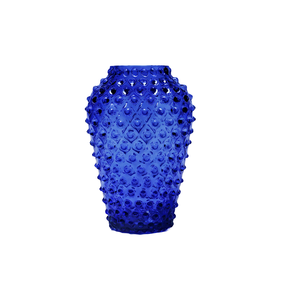 Limited Edition: Hobnail Vase - Barrel - Cobalt Blue