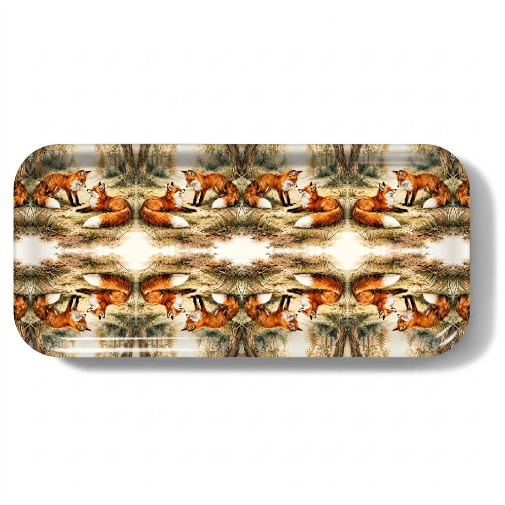 Forest Foxes Narrow Birchwood Small Decorative Tray