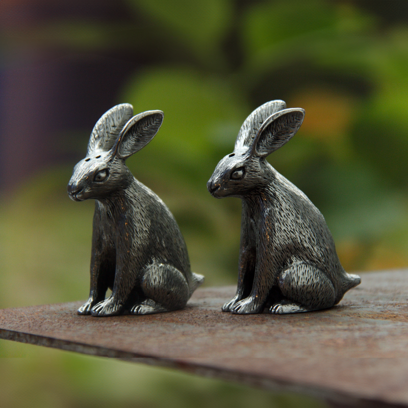 Pewter Rabbit Salt & Pepper Shakers - Unique Housewarming Present