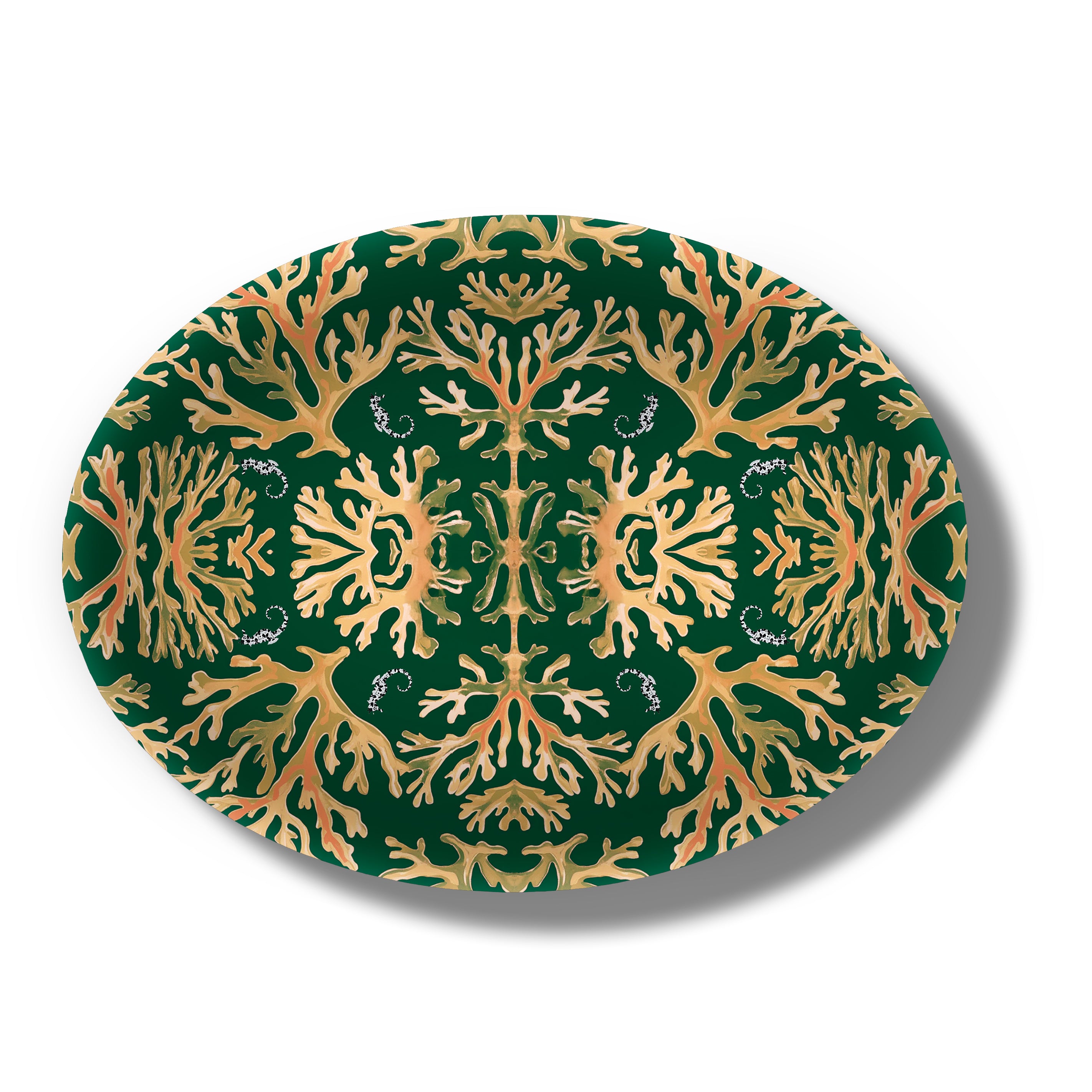Coral Seahorse Birchwood Decorative Tray - Oval