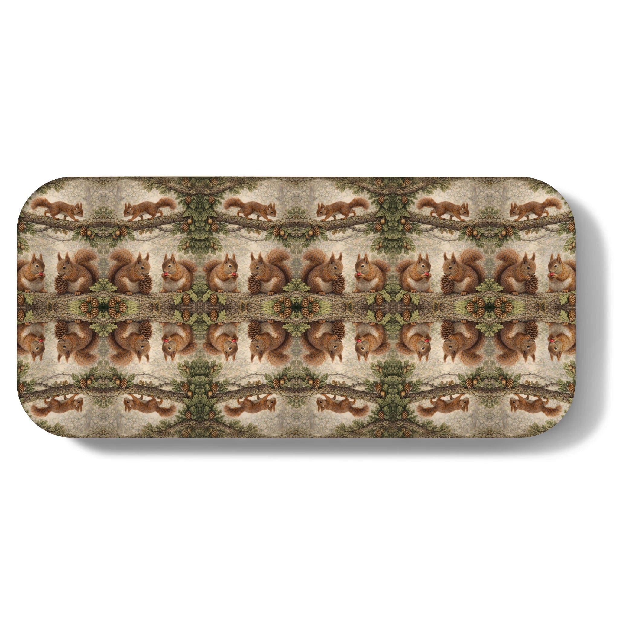 Red Squirrels Narrow Birchwood Small Decorative Tray