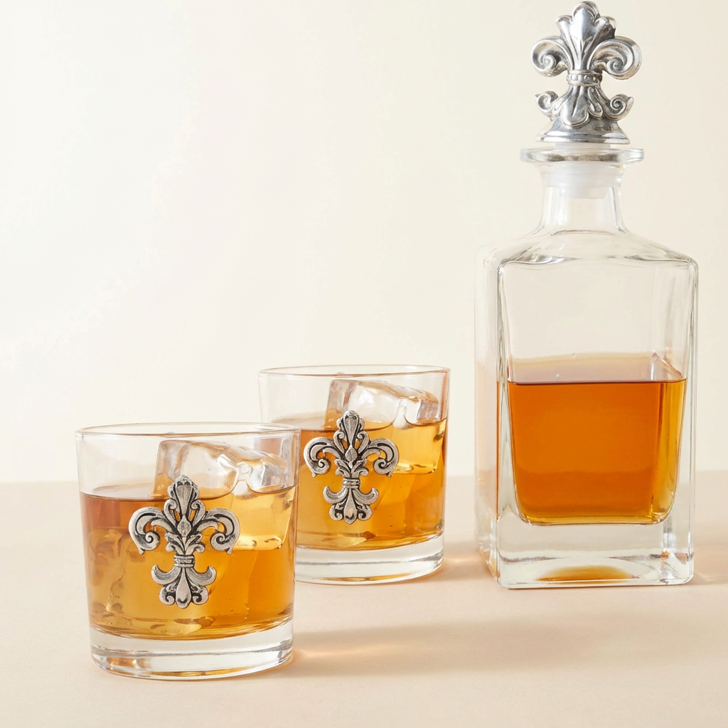 Fleur-de-lis Decanter Set with Glasses