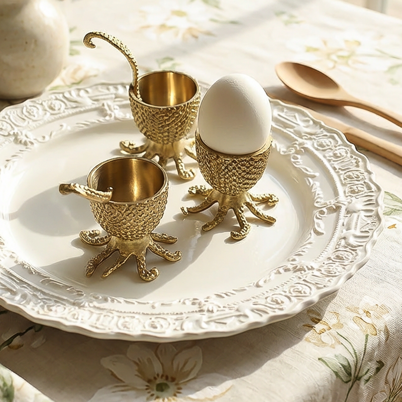 Handmade Brass Octo Egg Cup