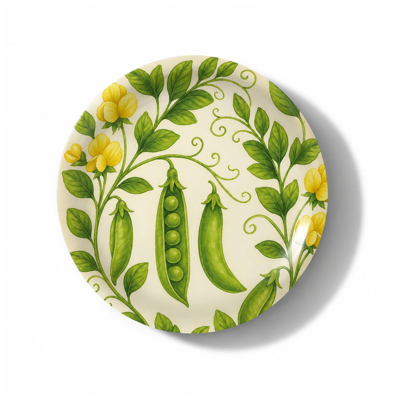 Pea Blossoms Decorative Birchwood Tray - Mini Round - Set of 2