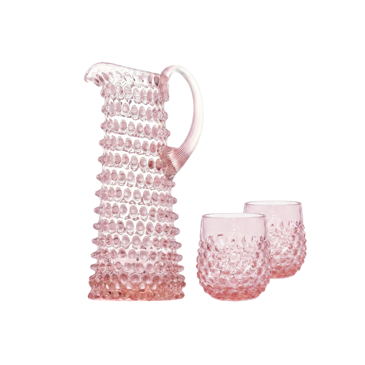 Petal Pink Hobnail Drink Set