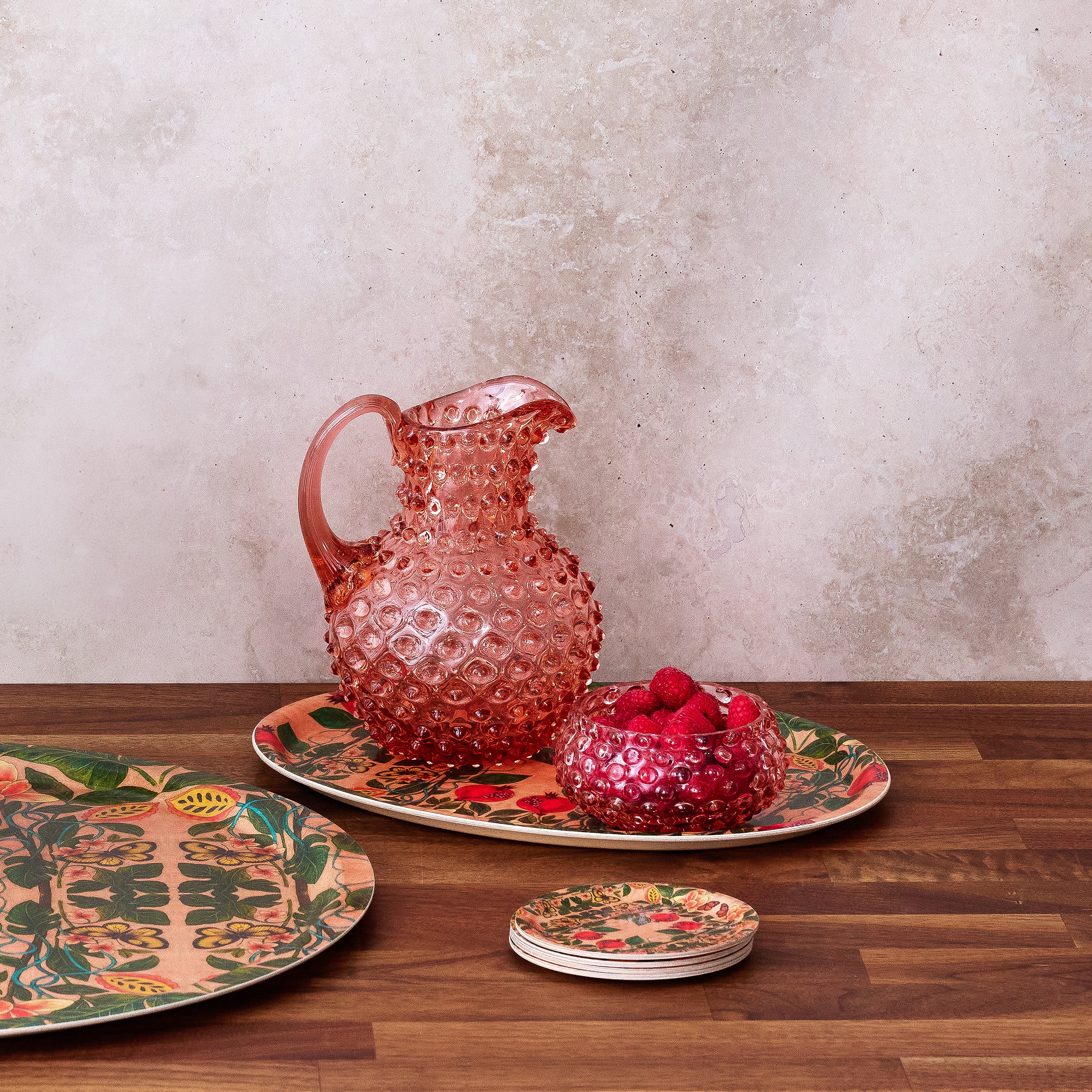 Pomegranate Migration Decorative Birchwood Tray - Mini Round