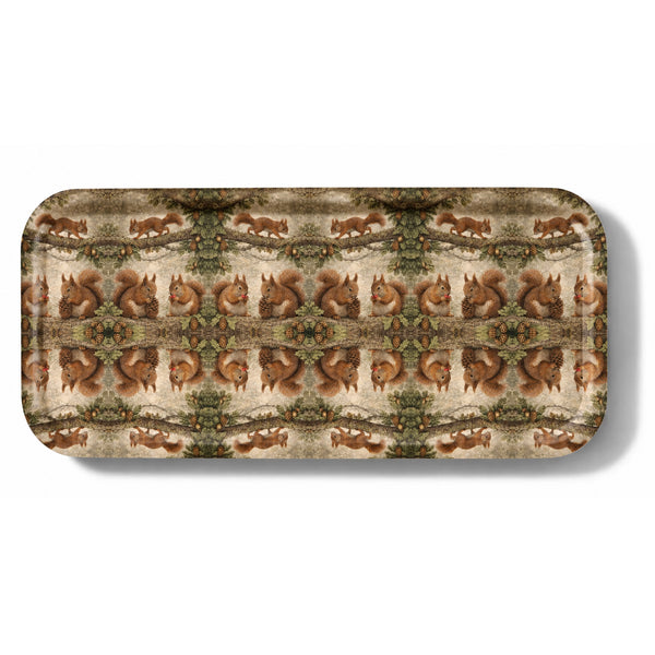 Red Squirrels Narrow Birchwood Small Decorative Tray