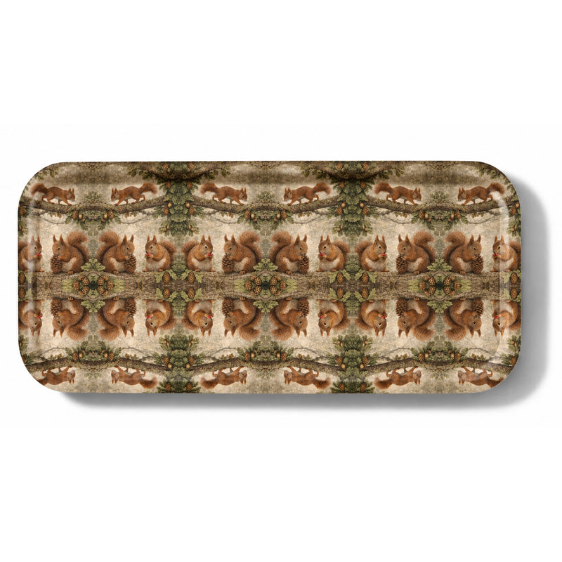 Red Squirrels Narrow Birchwood Small Decorative Tray