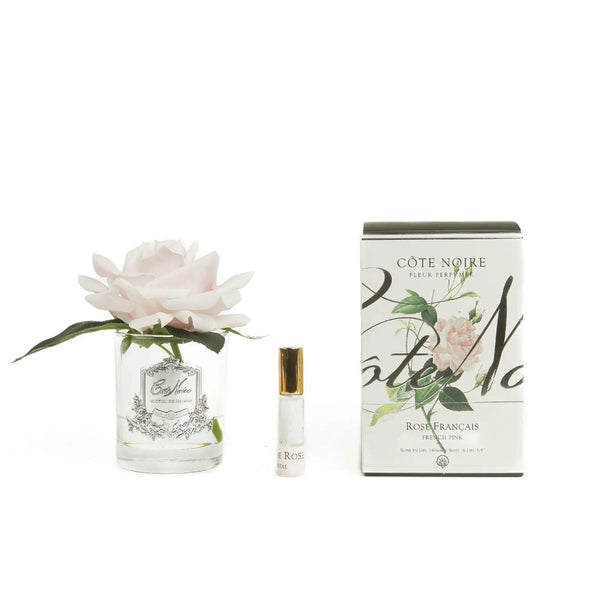 Natural Perfumed Single French Pink Rose with Clear Vase