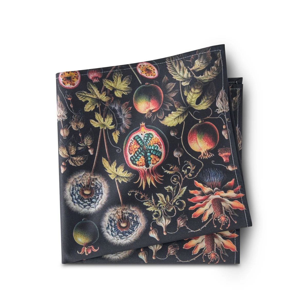 Folding wallet with pomegranate and floral design on a white background