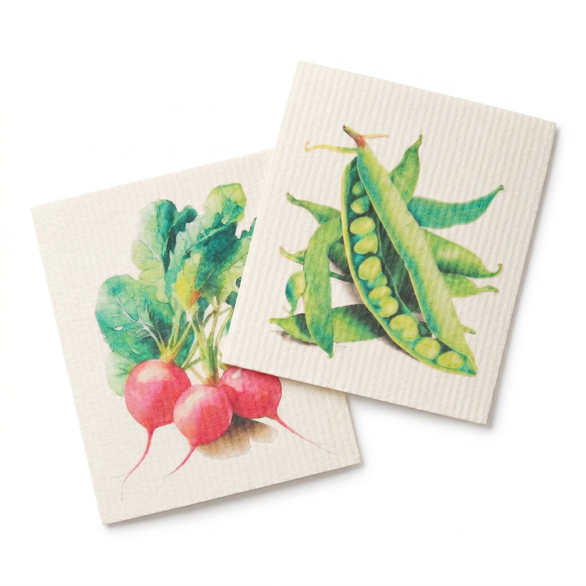 Vegetable Garden Swedish Dishcloth Set - Radish & Peas - 2 Pack
