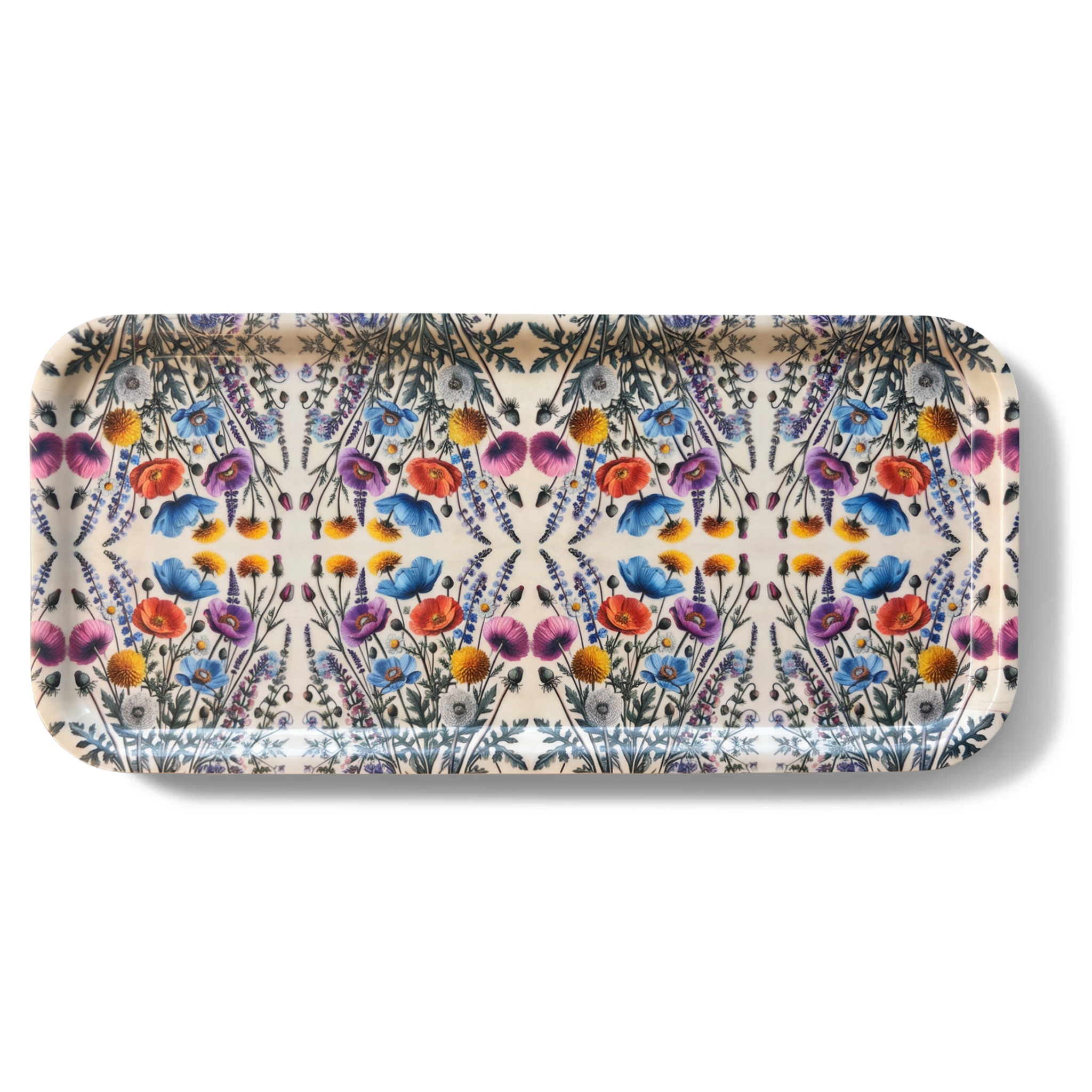 Vibrant Bloom Narrow Birchwood Small Decorative Tray