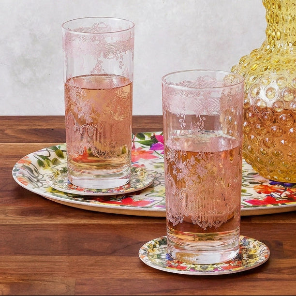 Wild Orchid Decorative Birchwood Tray - Mini Round - Set of 2