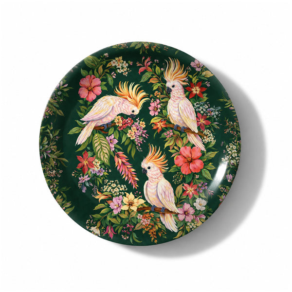 Wild Cockatoo Decorative Birchwood Tray - Mini Round - Set of 2