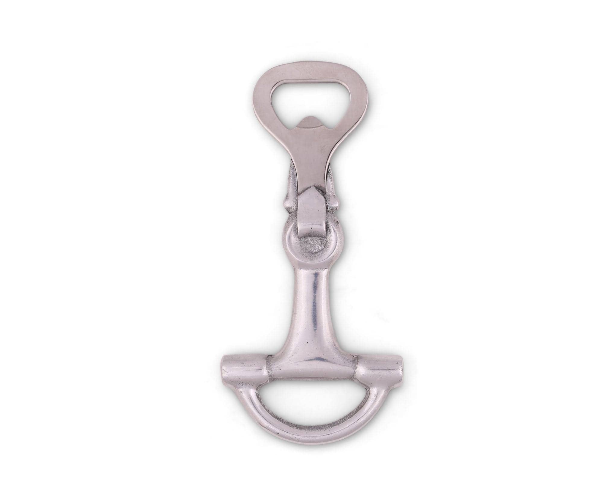 Silver bottle opener on a white background