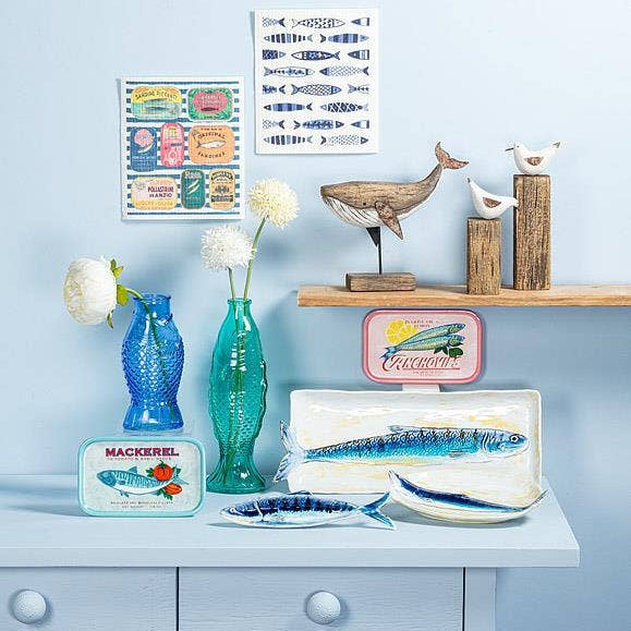 Slim Fish Long Slim Fish Dish-Blue & Yellow