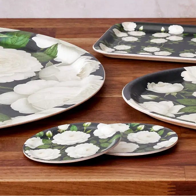 Night Garden Decorative Birchwood Tray - Mini Round - Set of 2