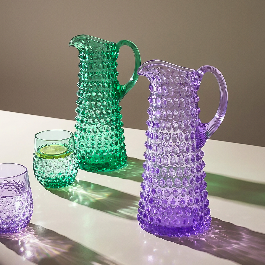 Lilac Bloom Hobnail Drink Set