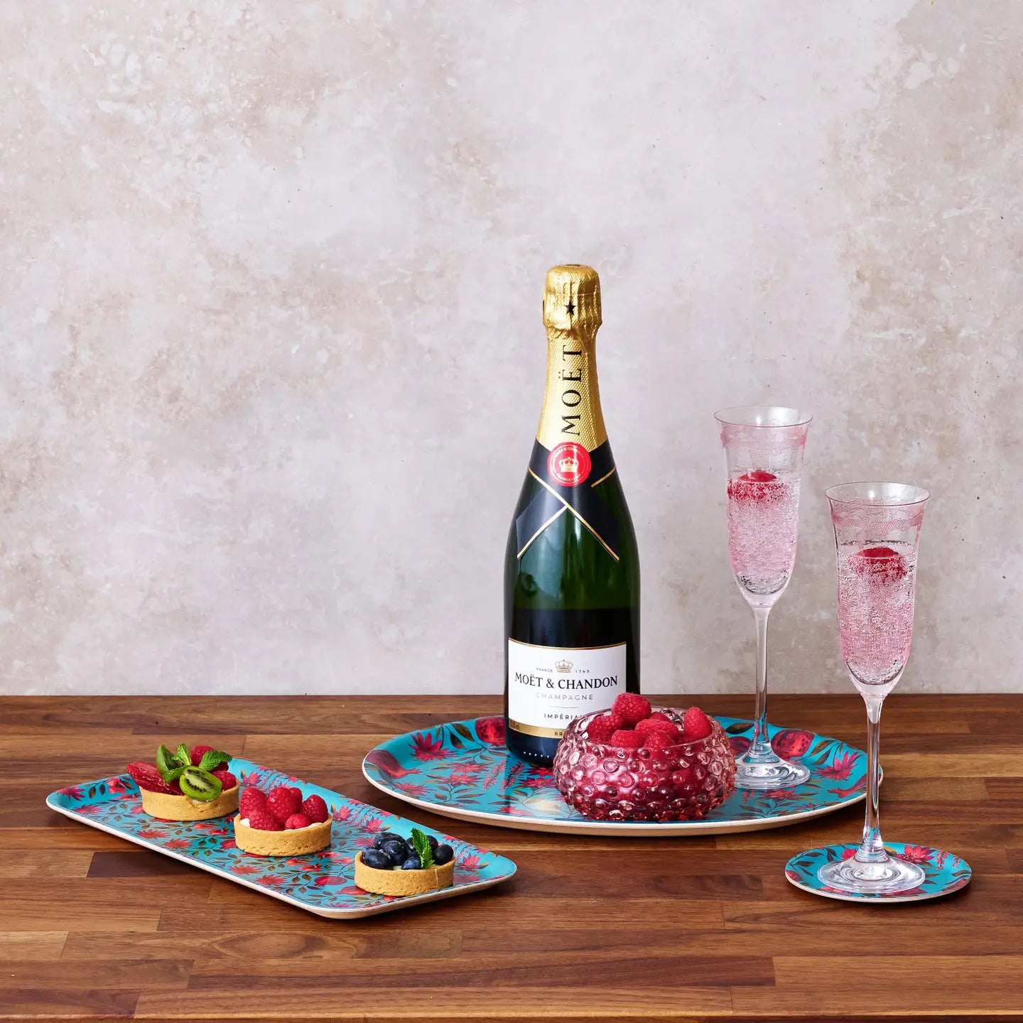 Crimson Garden Decorative Birchwood Tray - Mini Round - Set of 2