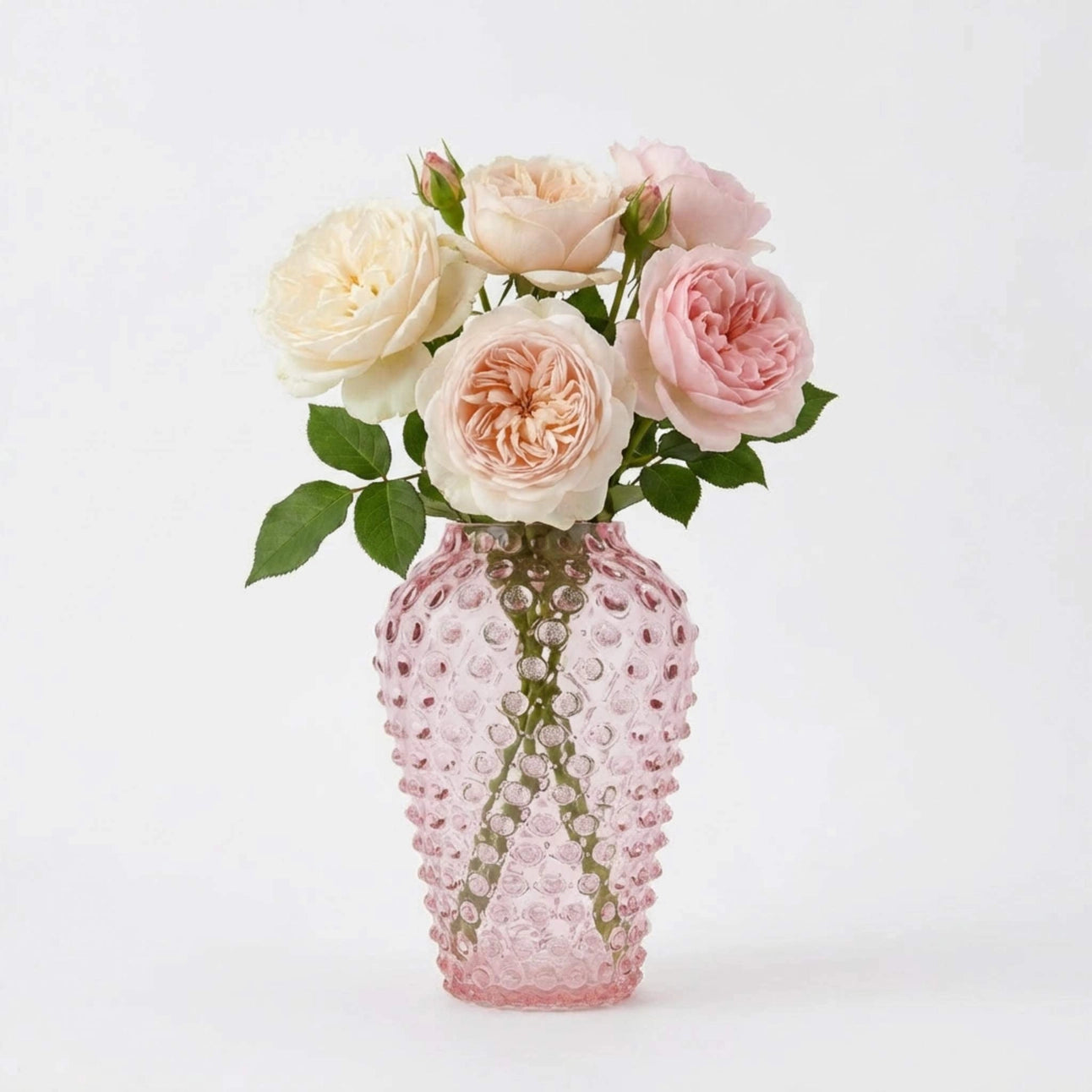 Hobnail Vase - Barrel - Petal Pink