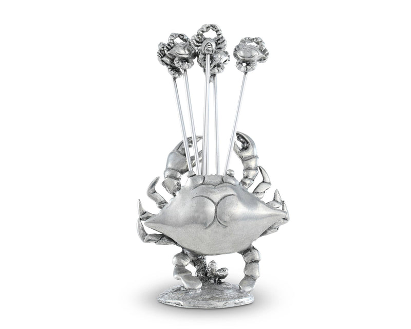 Pewter Blue Crab Cheese Pick Set