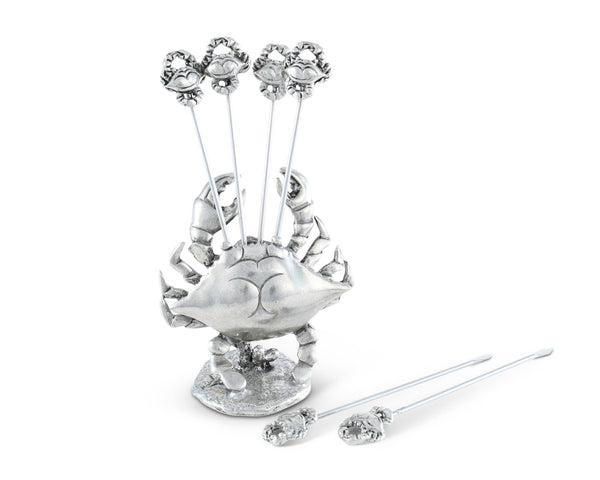 Pewter Blue Crab Cheese Pick Set