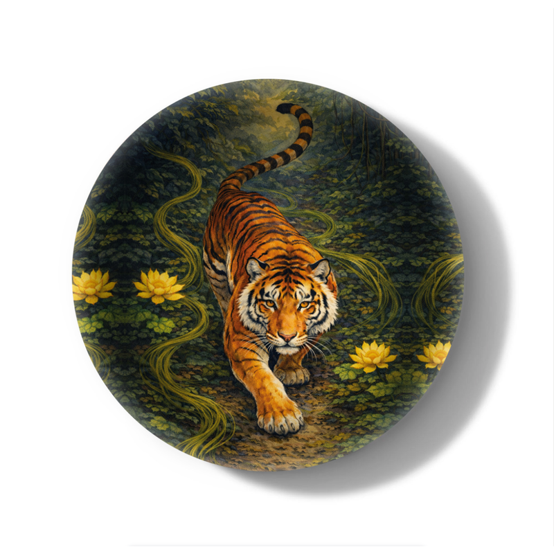 Wandering Tiger Decorative Birchwood Tray - Mini Round - Set of 2