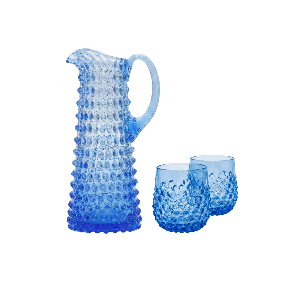 Hydrangea Blue Hobnail Drink Set