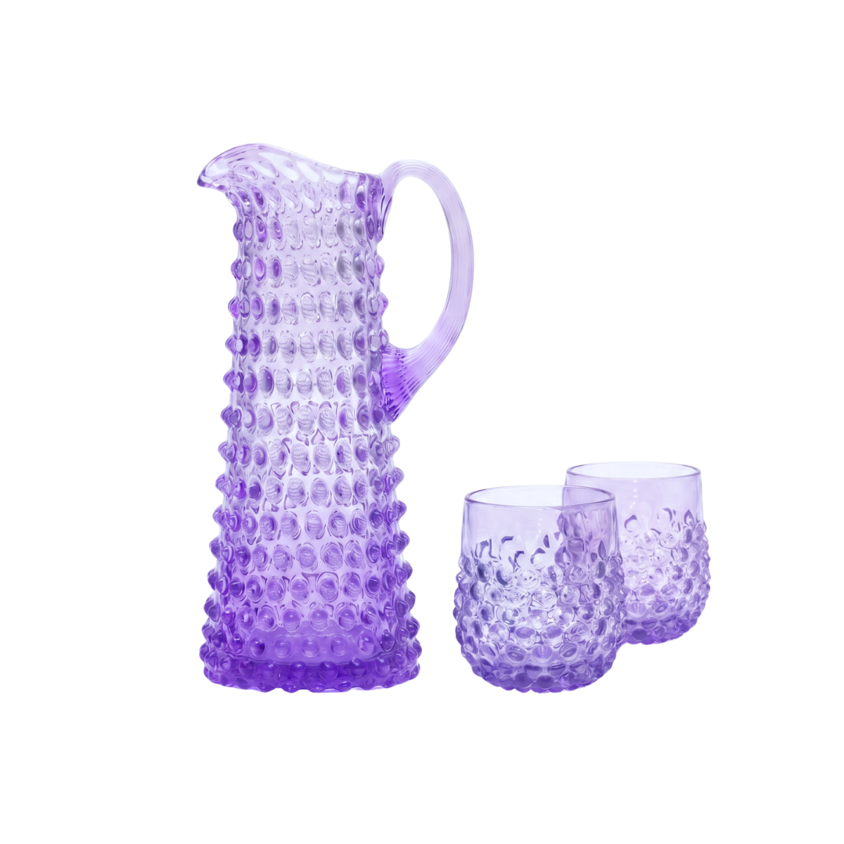 Lilac Bloom Hobnail Drink Set