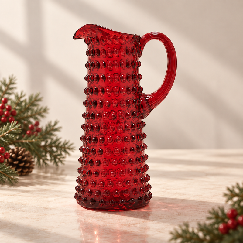 Hobnail Jug - Tall - Holly Berry