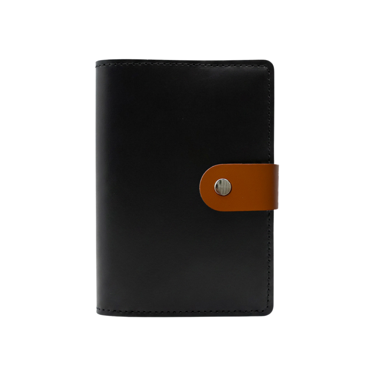 Recycled Leather Pocket Journal - Small - Black & Cognac