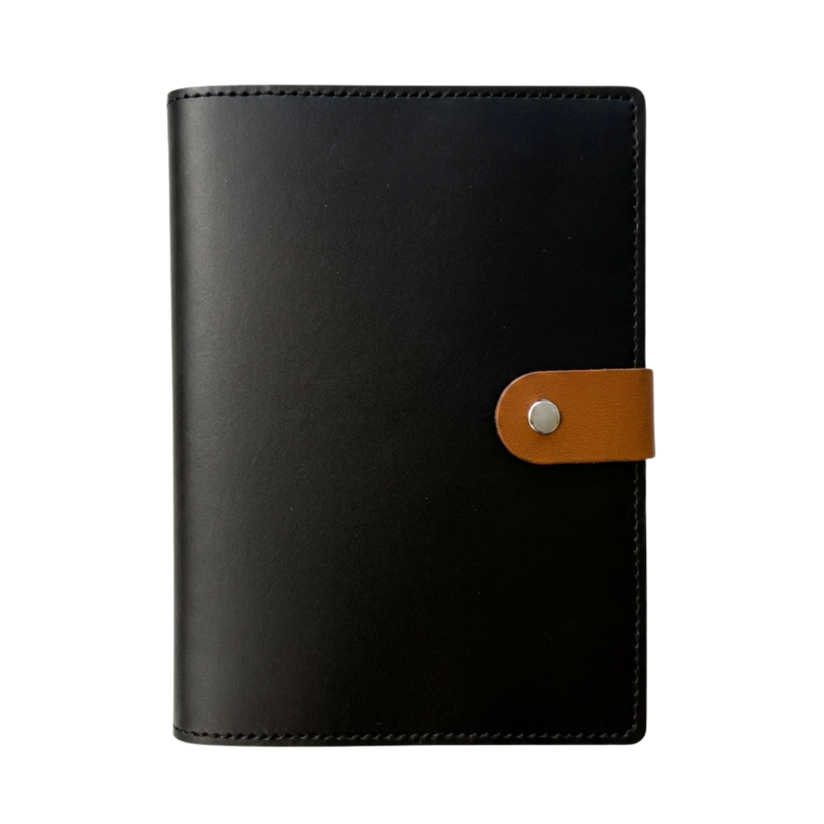 Recycled Leather Pocket Journal - Medium - Black & Cognac