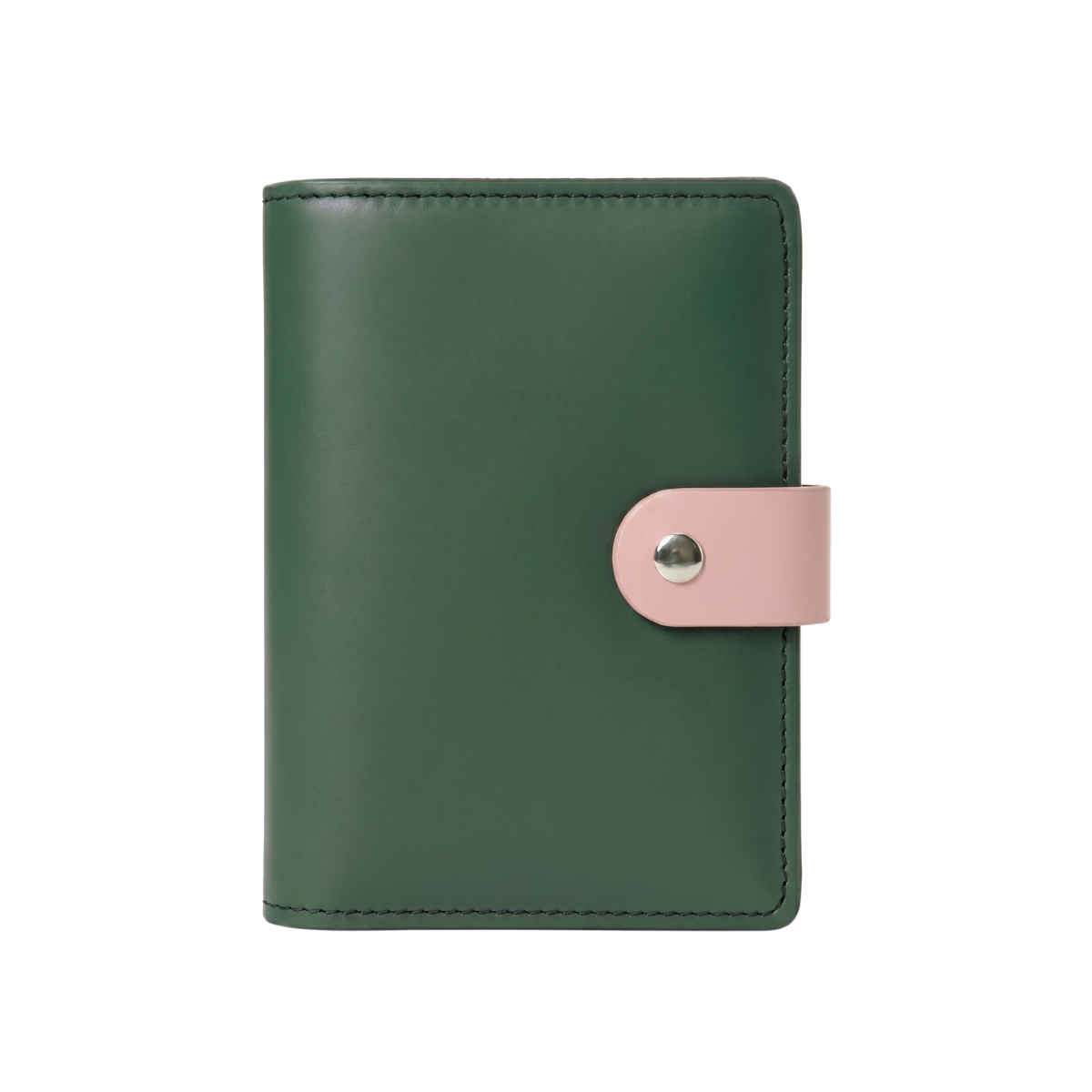 Recycled Leather Pocket Journal - Small - Hunter Green and Blush Pink
