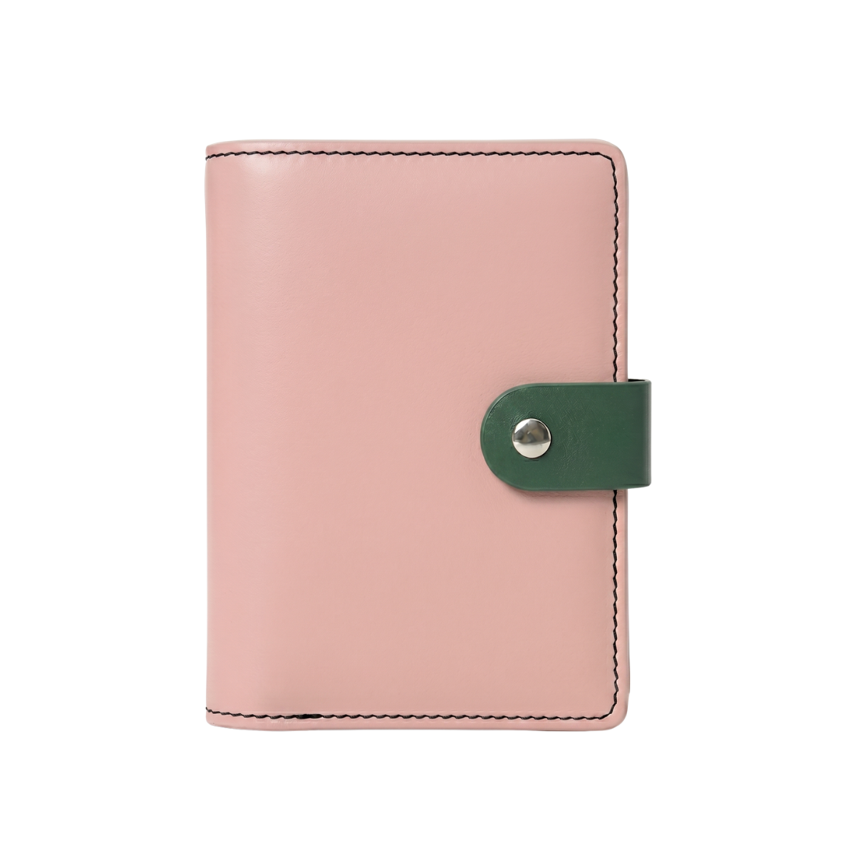 Recycled Leather Pocket Journal - Small - Blush Pink and Hunter Green