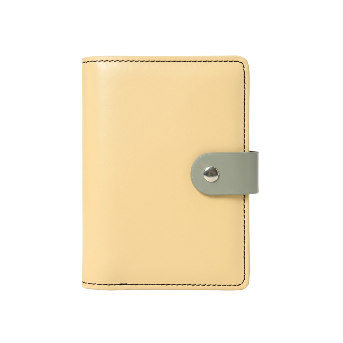 Recycled Leather Pocket Journal - Small - Light Yellow and Sage Green