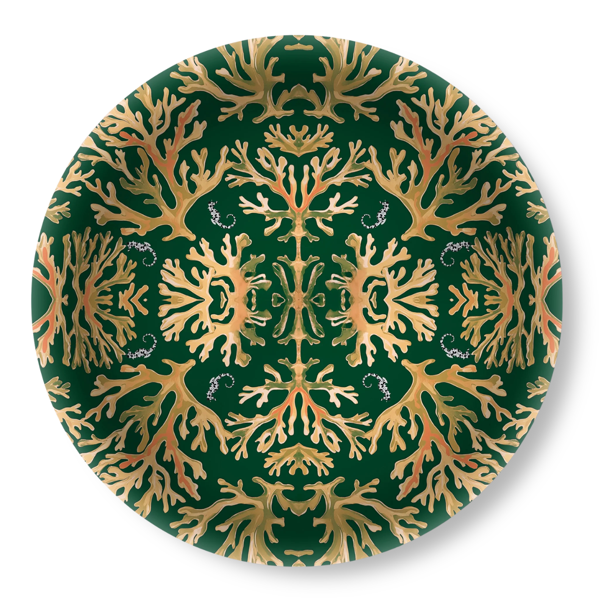 Coral Seahorse Birchwood Decorative Tray - Round - Large