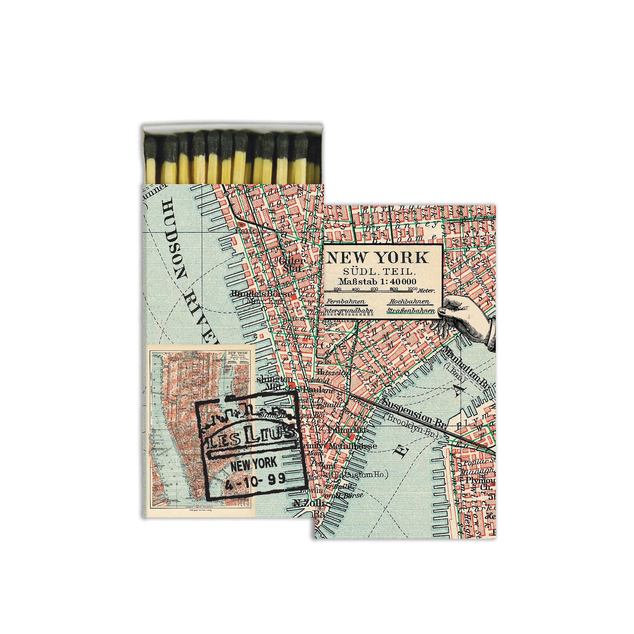 Matches with Vintage New York Map printed on Matchbox